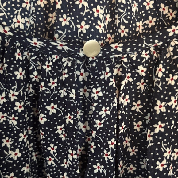 Chaps Navy Blue Floral Peasant Blouse - Picture 4 of 7